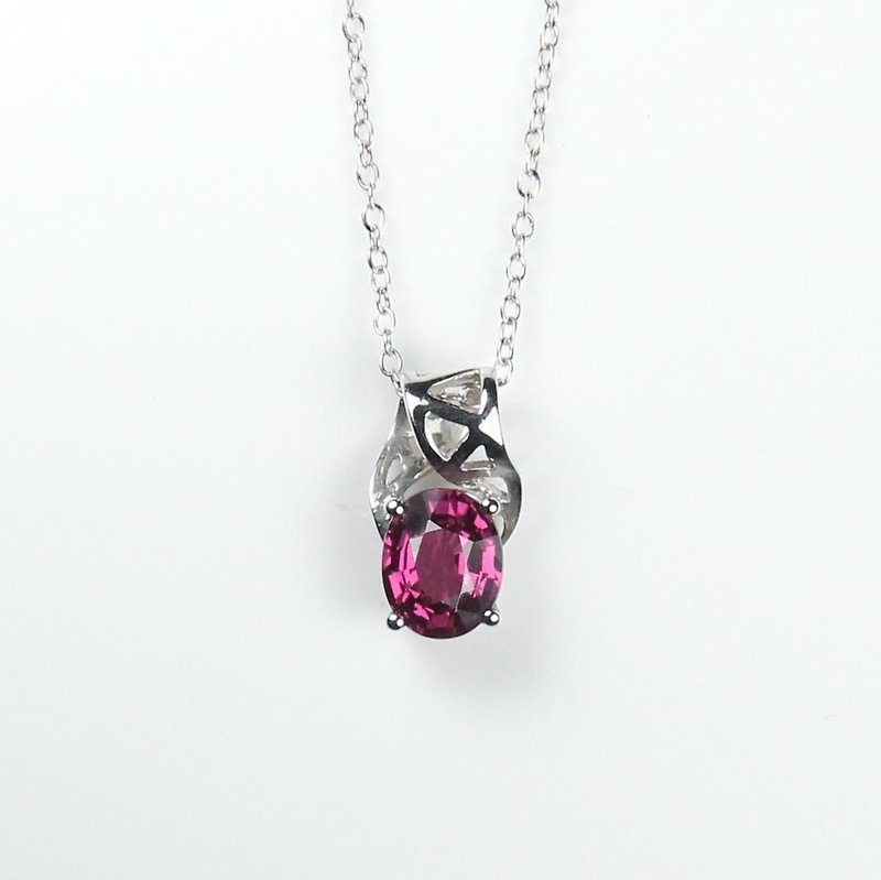 1.79克拉粉紫石榴石项链 铁铝榴石 天然彩色宝石 定制化设计款 - 项链 - 宝石 紫色
