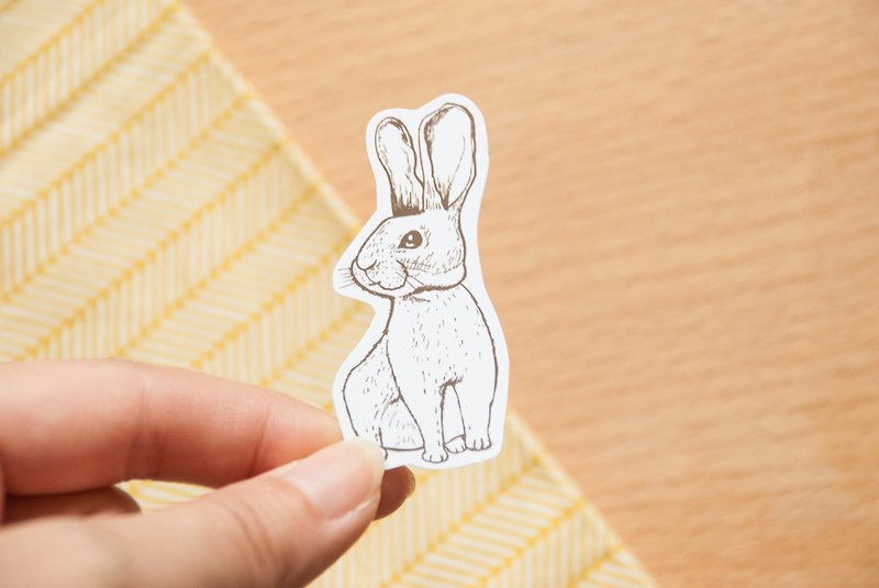 【动物系列】#3 单色兔子 填色贴纸包 5张 - 贴纸 - 纸 白色