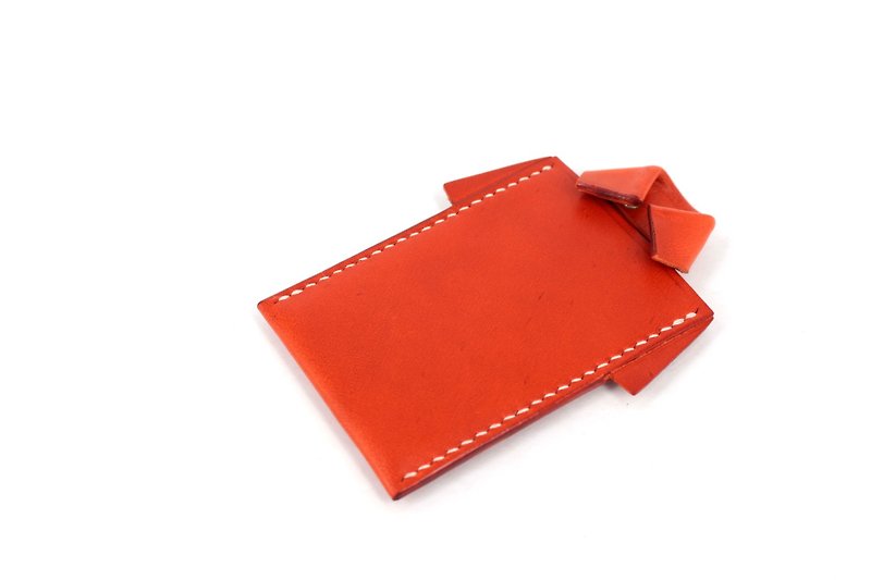 MOOS X WASOME ORIGAMI 植鞣牛革 全人手缝制 证件套 (橘色) - 皮夹/钱包 - 真皮 橘色