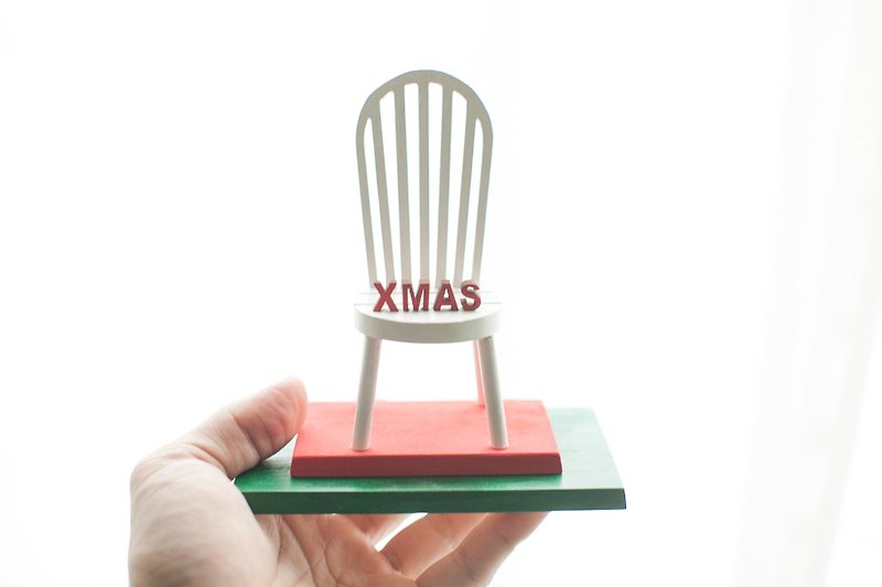定制化圣诞节交换礼物原木小椅造型手机座 - 摆饰 - 木头 红色