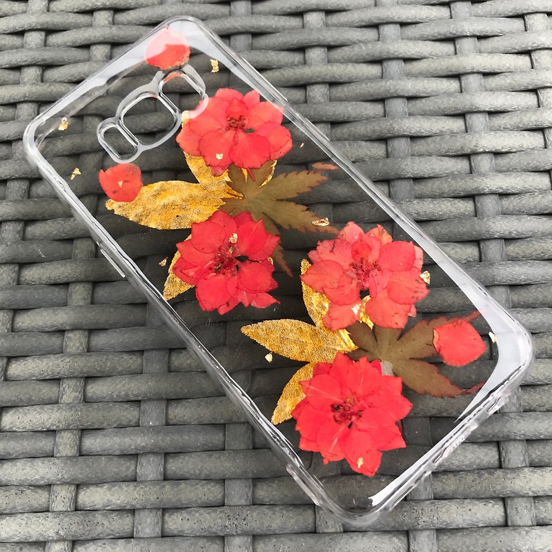 Samsung Galaxy S8 手机壳 Dry Pressed Flowers Case 押花 干燥花 红色 压花 004 - 手机壳/手机套 - 植物．花 红色