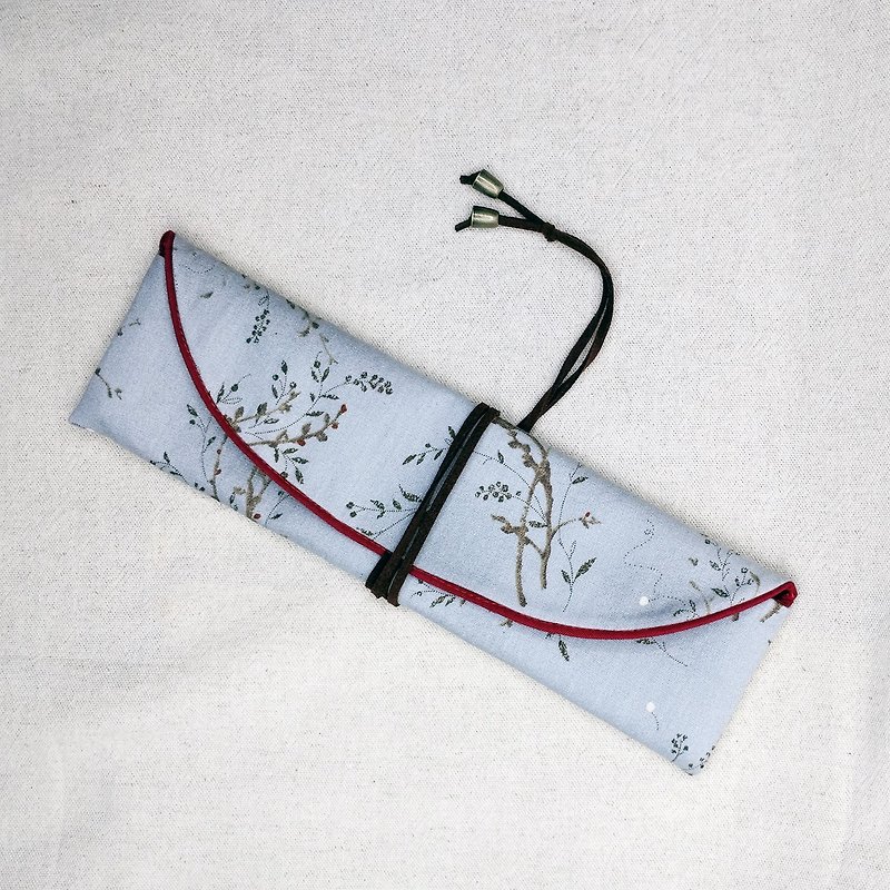 暗纹古 蓝 绑带 环保 筷套 - 筷子/筷架 - 棉．麻 灰色