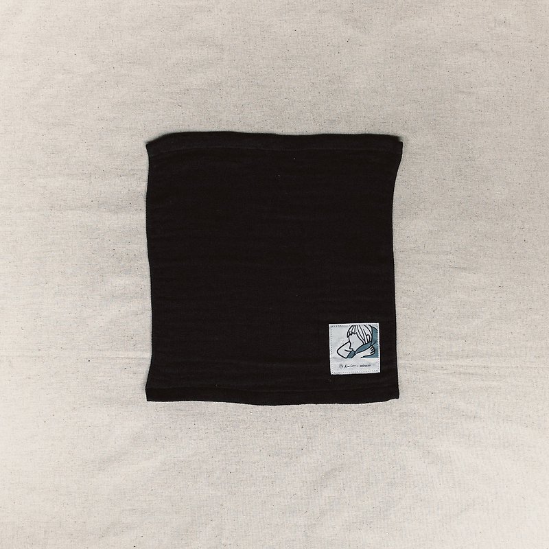 【Rooo Lou × MIDWAY】大阪泉州2.5层有机棉纱　手巾 - 手帕/方巾 - 棉．麻 黑色