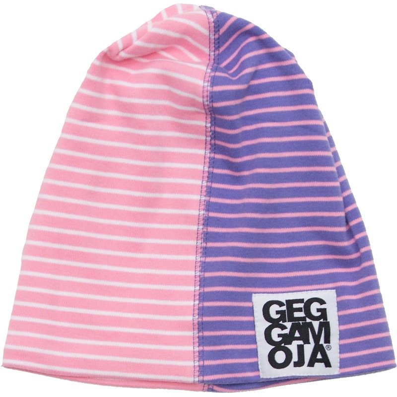 【北欧童装】瑞典有机棉拼接条纹儿童帽子2岁至4岁粉红/紫色 - 婴儿帽/发带 - 棉．麻 粉红色