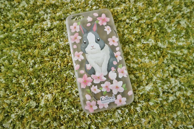 自家设计 - 樱花黑白兔手机壳 保护套Phone Case F1R03 - 手机壳/手机套 - 塑料 银色