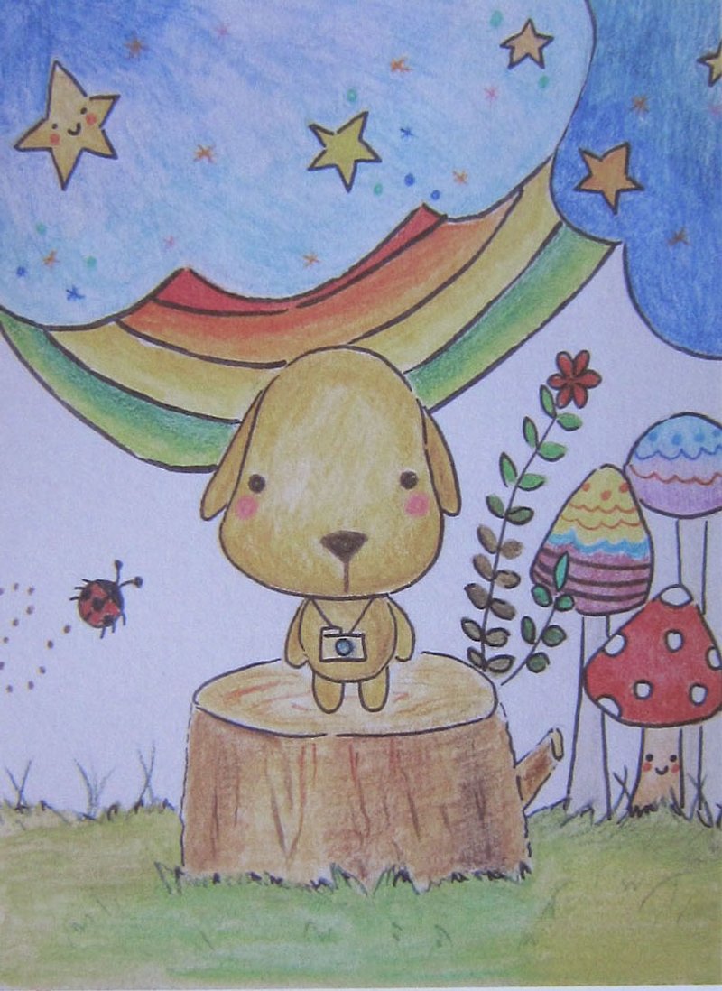 明信片组 三入  森林动物的乐趣  手绘风格系列   狗狗森林趣+刺猬乐气球+兔子花圈乐 - 卡片/明信片 - 纸 多色