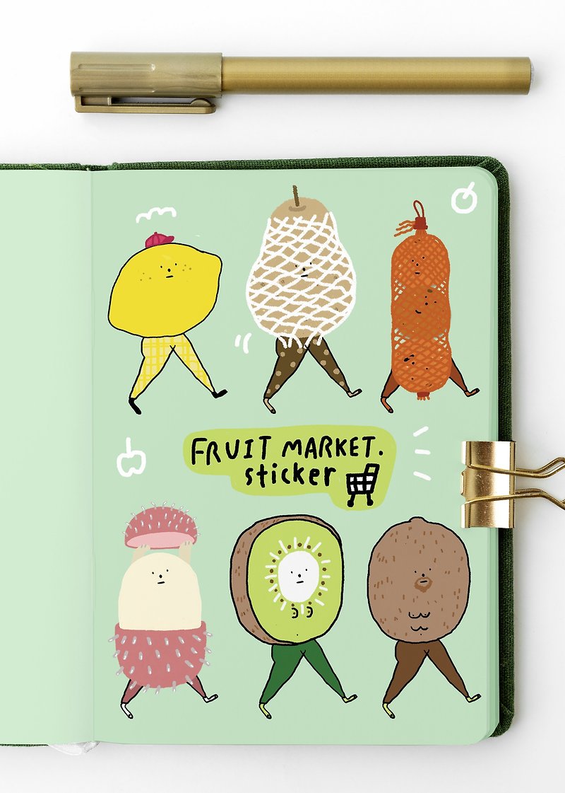 插畫 Fruit Market Size A5 Cute and Funny style - 贴纸 - 纸 多色