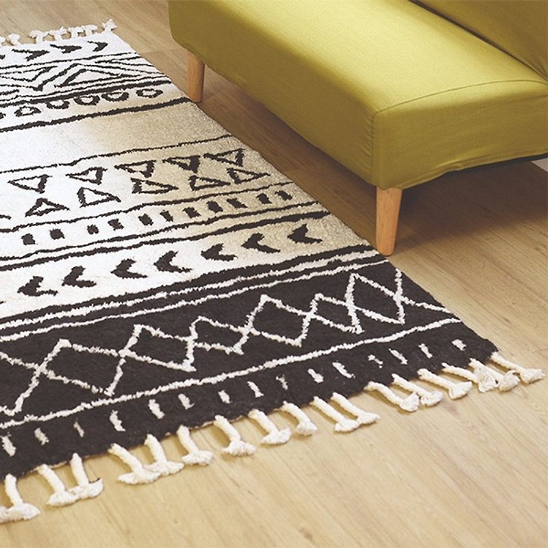 Alo- 几何图形造型地毯 - 被子/毛毯 - 棉．麻 黑色