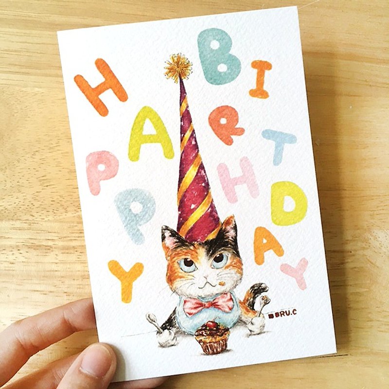 小猫生日卡 明信片 - 卡片/明信片 - 纸 多色
