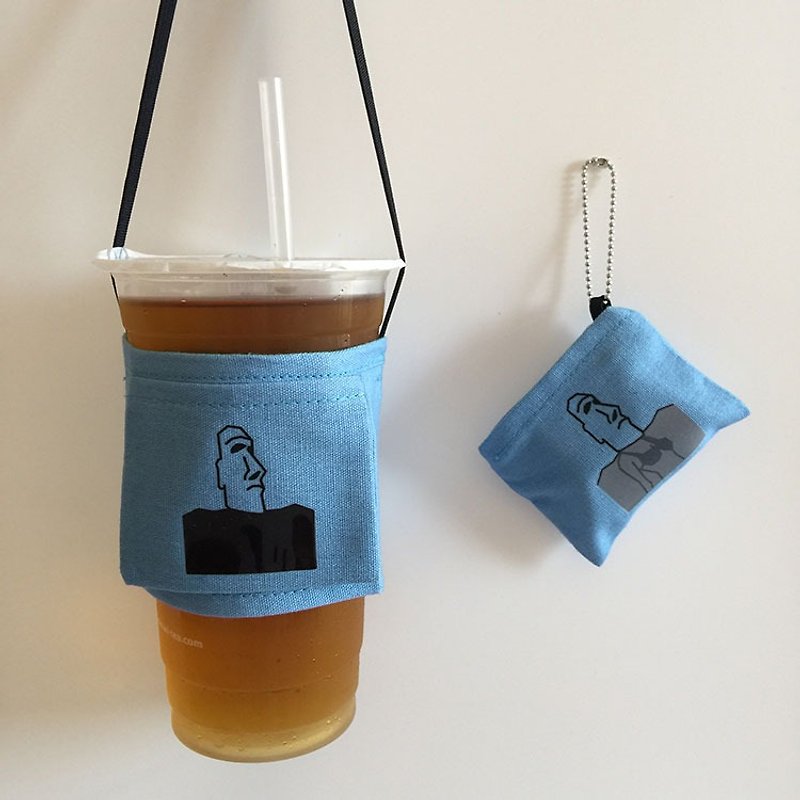 YCCT 环保饮料提袋 - 活力蓝小魔女 (专利收纳 / 可随身携带 / 感温变化) - 随行杯提袋/水壶袋 - 棉．麻 蓝色