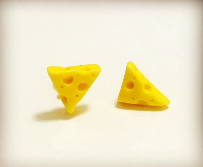 起司cheese耳环组(两个一组)(可改耳夹式) - 耳环/耳夹 - 粘土 黄色
