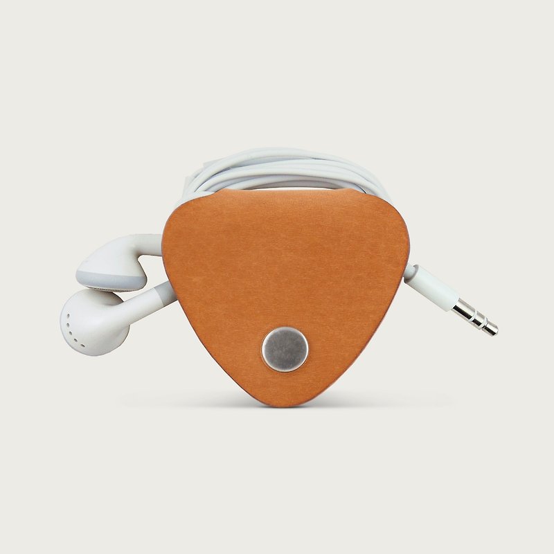 耳机收线器/皮革收纳套 -- 驼黄色 - 卷线器/电线收纳 - 真皮 橘色