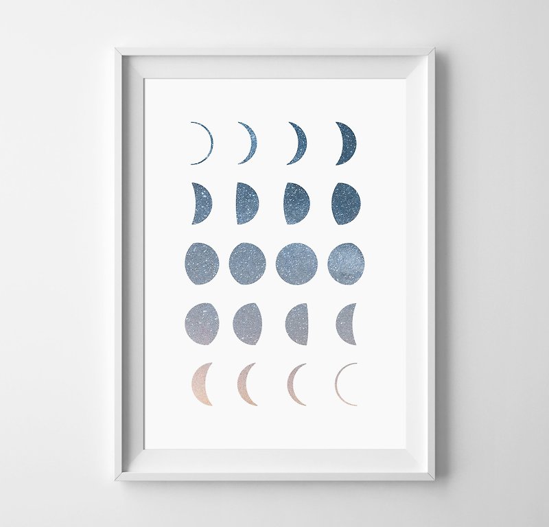 Moon phases(1) 可定制化 挂画 海报 - 墙贴/壁贴 - 纸 