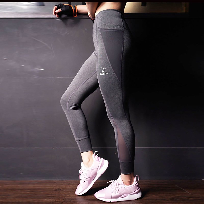 【ELASTI】美姿健身裤 - 女装运动裤 - 聚酯纤维 灰色