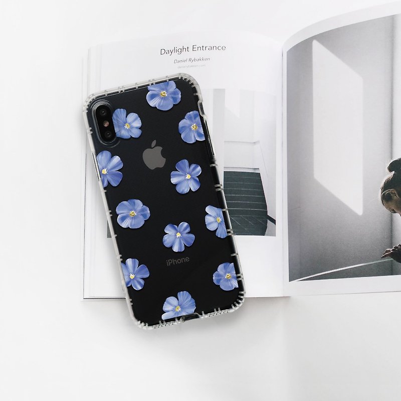 iPhone 15/13 手机壳∣清新蓝色亚麻花 MagSafe 磁吸手机壳 - 手机壳/手机套 - 塑料 蓝色