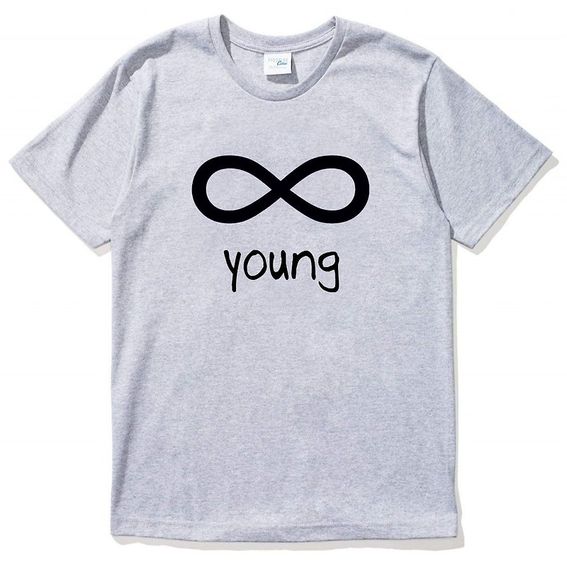 Forever Young infinity #4【现货】短袖T恤 灰色 永远 年轻 文字 英文 字母 青春 无限大 - 男装上衣/T 恤 - 棉．麻 银色