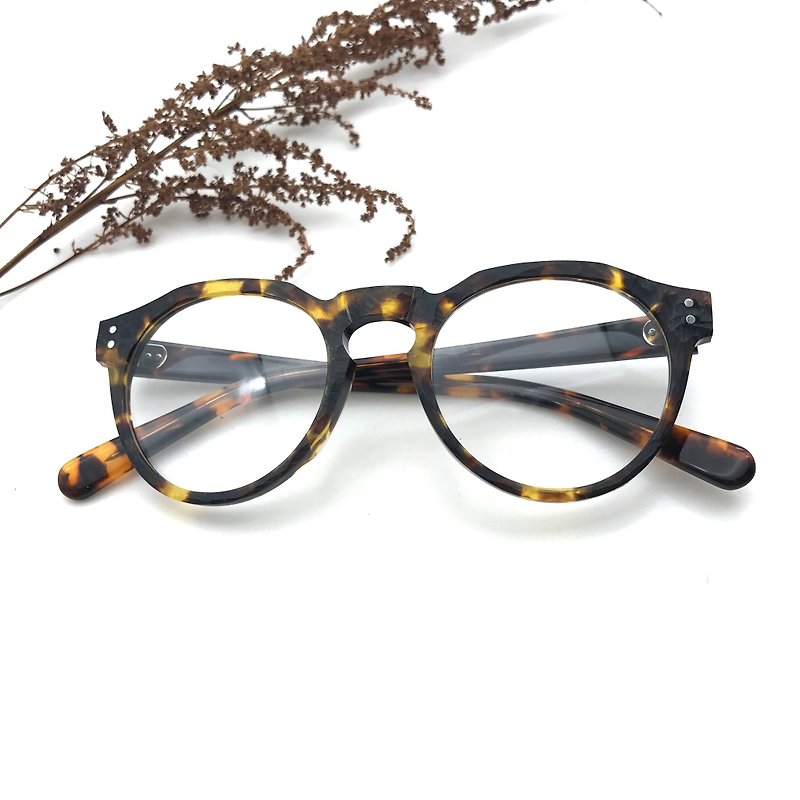 黄玳瑁色复古眼镜框 七枚蝶番铰链 日本手造 - 眼镜/眼镜框 - 其他材质 黄色