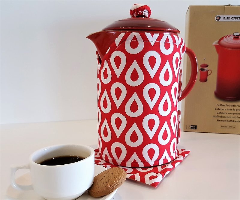 咖啡壼保暖套 (北欧 x 和风) - 餐垫/桌巾 - 棉．麻 红色