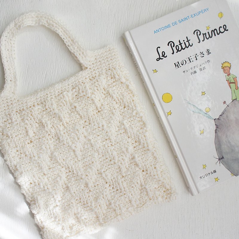 Ba-ba handmade Pattern knitted multi tote bag No.MB6 - 手提包/手提袋 - 其他材质 白色