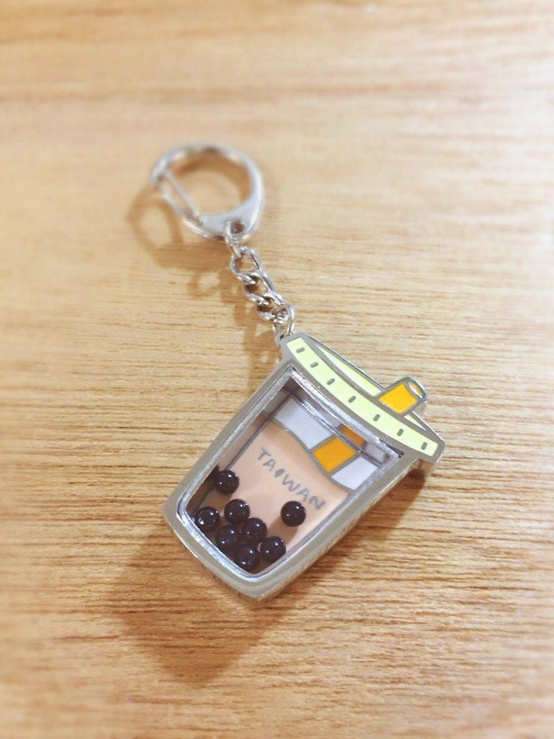 趣玩台湾吊饰/钥匙圈-珍珠奶茶(黄) - 钥匙链/钥匙包 - 其他金属 银色