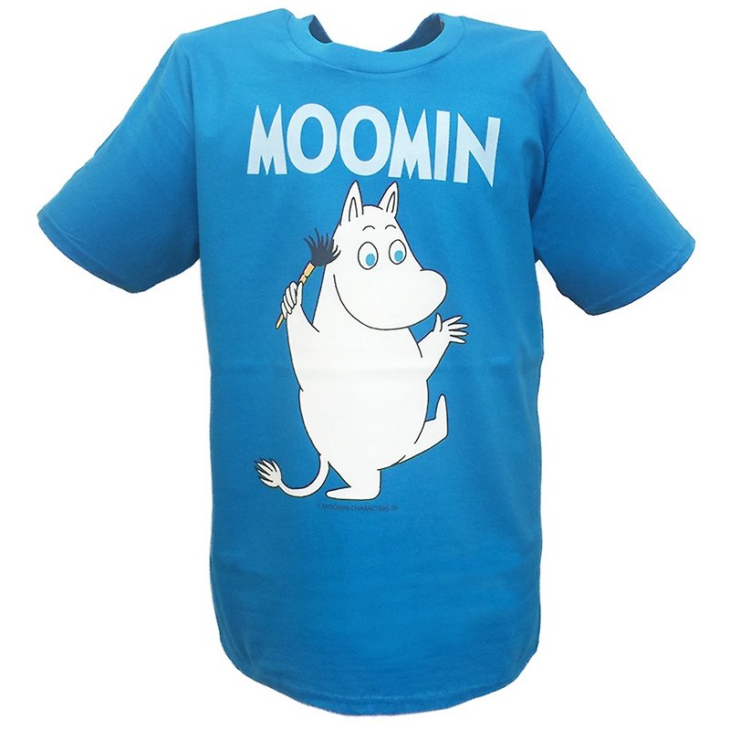 Moomin噜噜米授权-T恤：【爱画画的Moomin】成人短袖 T-shirt - 中性连帽卫衣/T 恤 - 棉．麻 白色