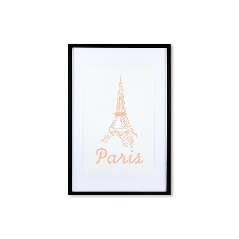 装饰画相框 欧风 巴黎铁塔 橘色 黑色框 63x43cm 室内设计 布置 - 画框/相框 - 木头 橘色
