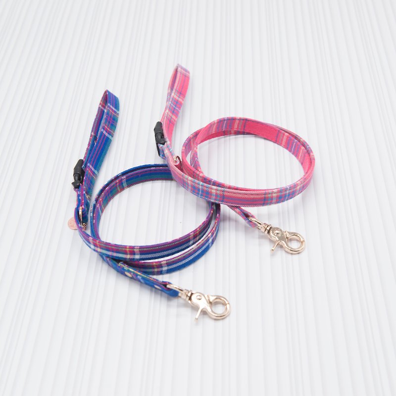 【Momoji】 宠物牵绳 - Tartan - 项圈/牵绳 - 棉．麻 红色