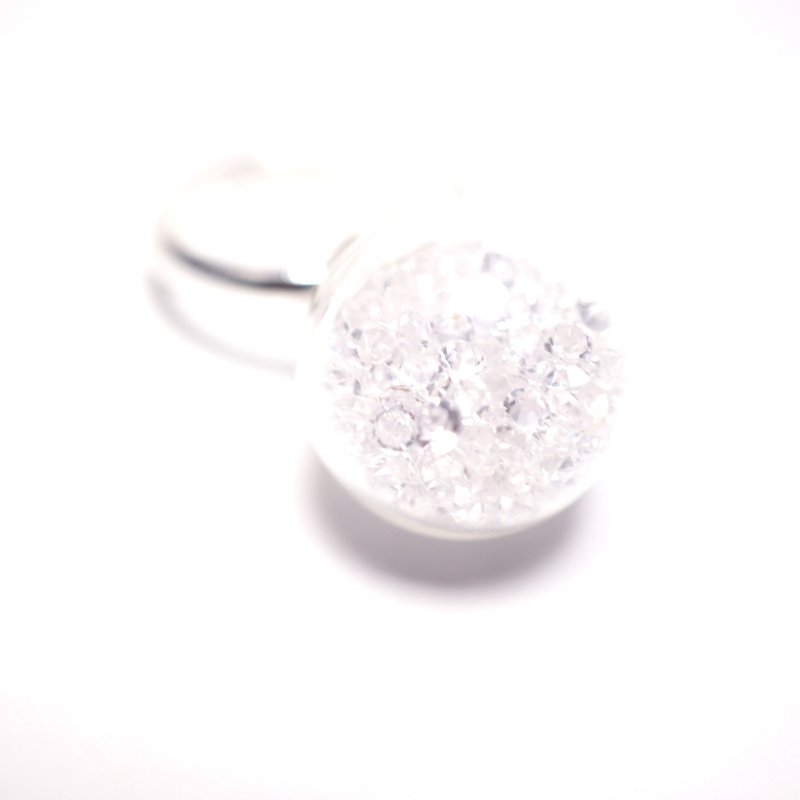 A Handmade 白色水晶玻璃球指环 - 戒指 - 玻璃 
