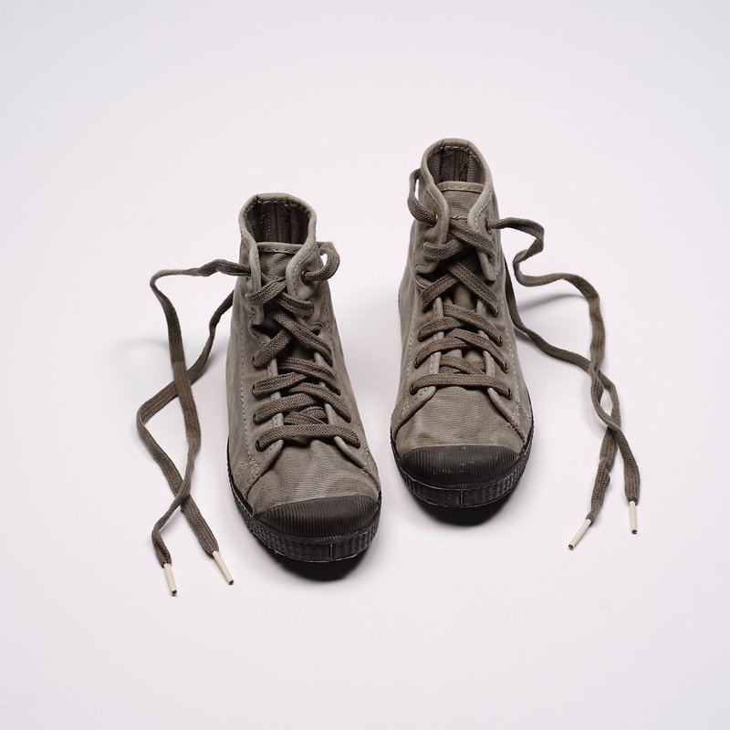 西班牙帆布鞋 CIENTA U61777 34 水泥灰 黑底 洗旧布料 童鞋 高筒 - 童装鞋 - 棉．麻 灰色