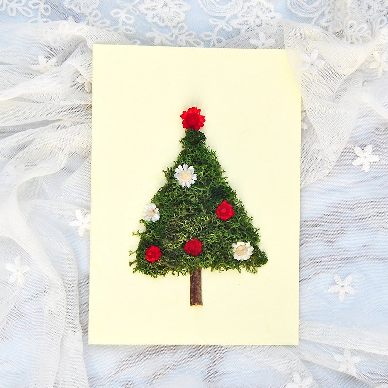干燥花圣诞卡片-小星花圣诞树 圣诞礼物 - 卡片/明信片 - 纸 绿色