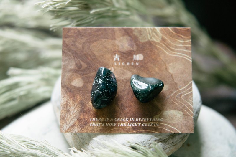 CRACK | 矿物系耳环 |  EARRINGS - 耳环/耳夹 - 玉石 绿色