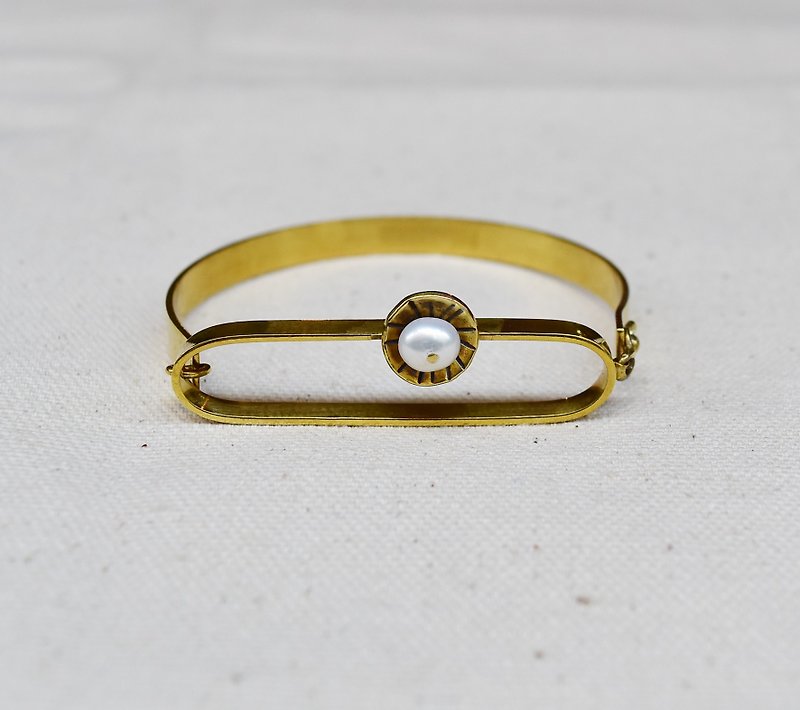 简单几何珍珠黄铜手环 - 手链/手环 - 其他金属 黄色