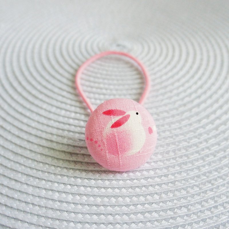 Lovely【日本布订制】粉色腮红兔子松紧发束、粉红底 - 发饰 - 棉．麻 粉红色