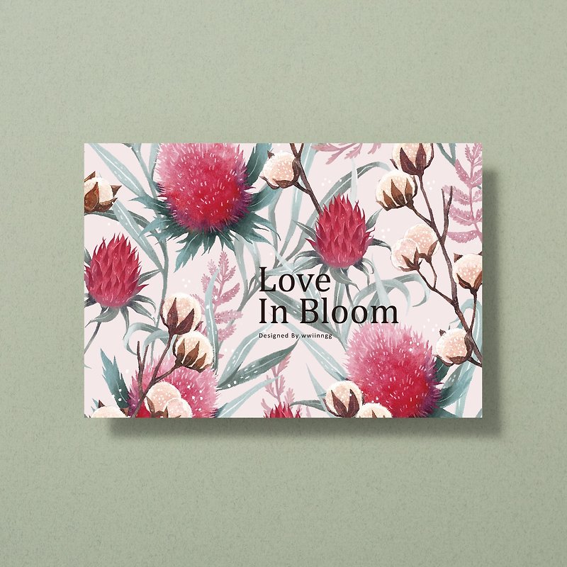 插画明信片-Love in bloom - 卡片/明信片 - 纸 粉红色