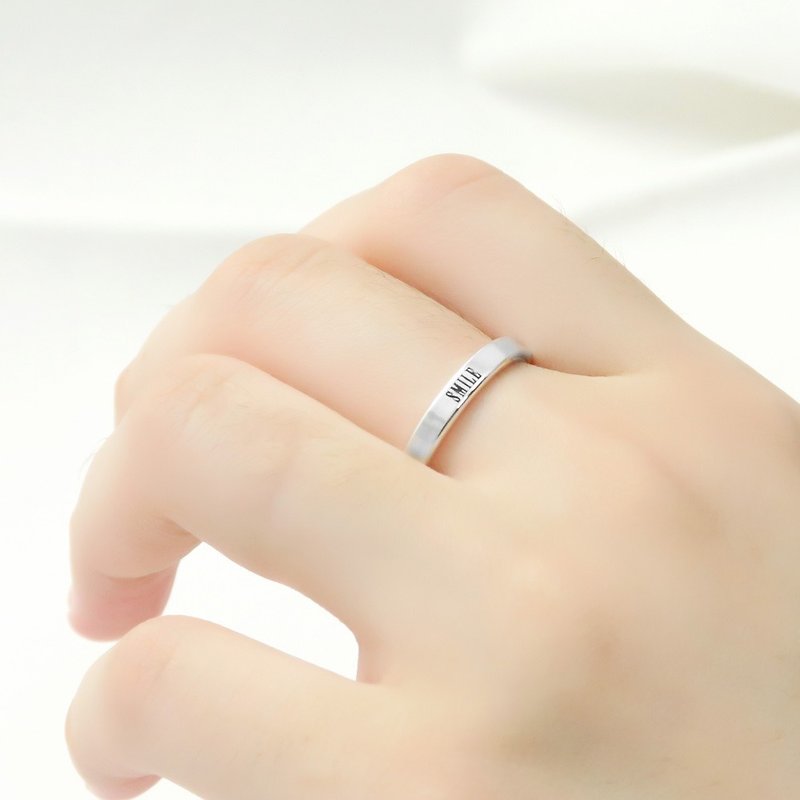 订制戒指 3mm 质感刻字戒 纯银戒指 - 戒指 - 其他金属 银色