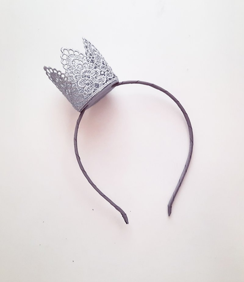 Silver Lace Crown headband - 发饰 - 其他材质 银色