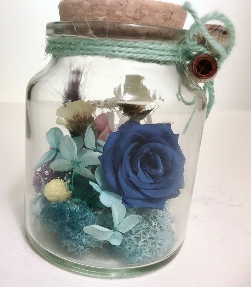 不凋花瓶/桌上摆饰/生日礼物/瓶中宝蓝玫瑰 - 摆饰 - 植物．花 蓝色