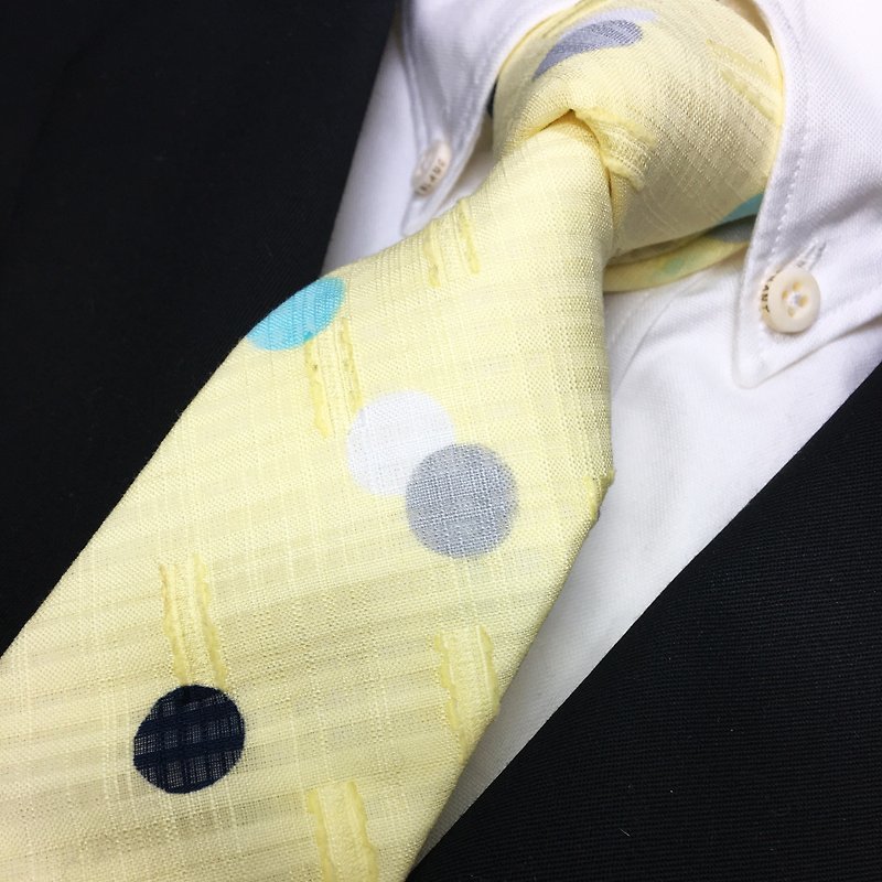 random dot tie necktie - 领带/领带夹 - 棉．麻 黄色