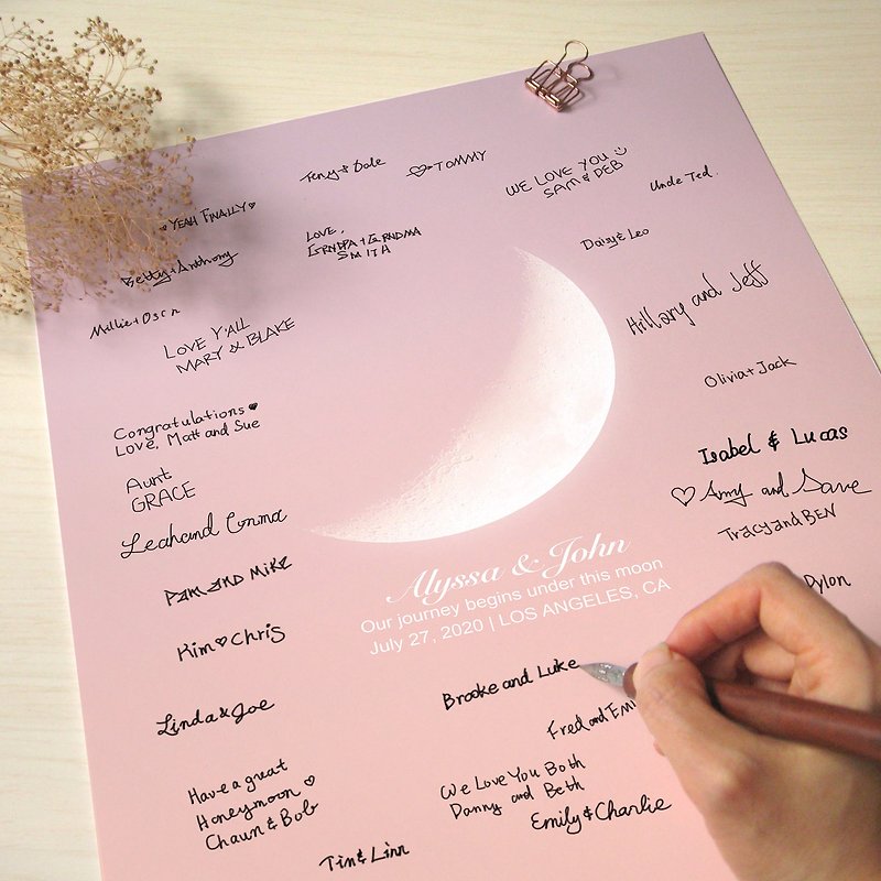 定制化婚礼布置  浪漫定制化月亮宾客签名板 和星星一同见证 - 海报/装饰画/版画 - 纸 蓝色