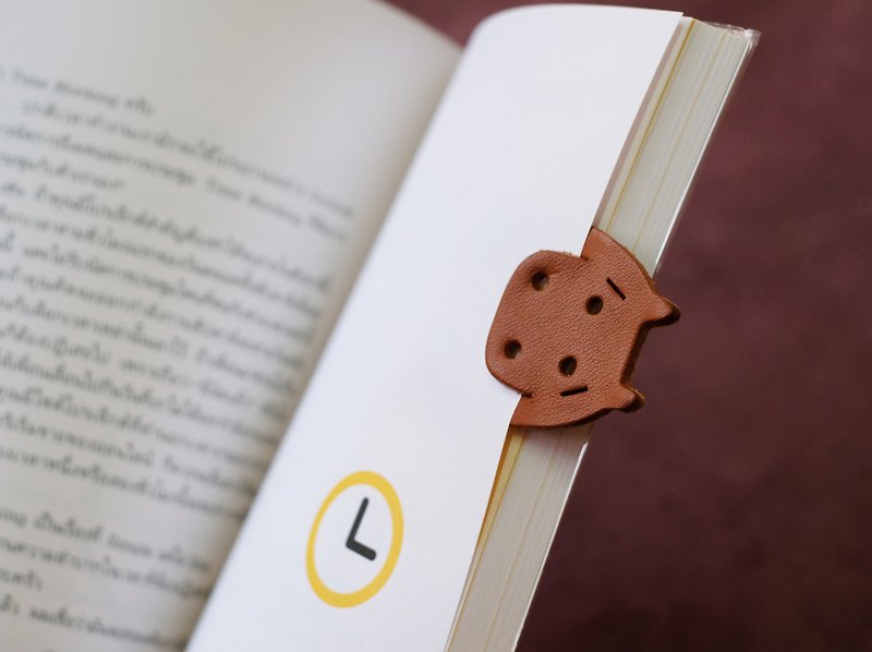 Leather Bookmark / Cute Animal Bookmark / Gift for Book Lovers -Hippopotamus Tan - 书签 - 真皮 咖啡色