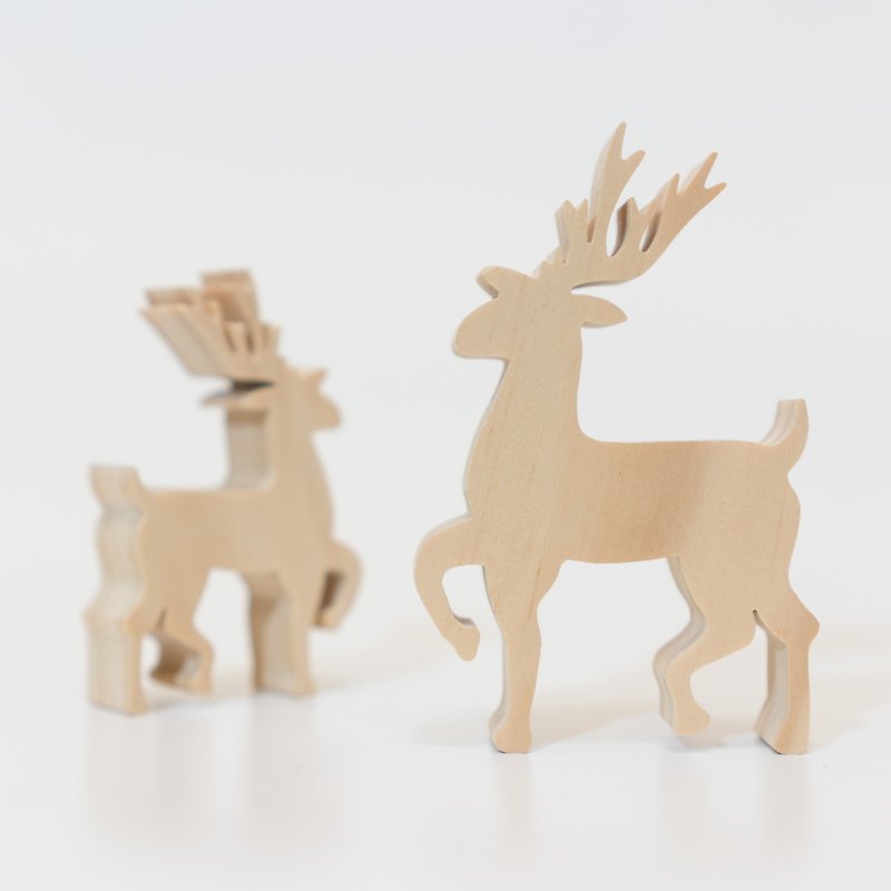 wagaZOO厚切造型积木 森林系列－大麋鹿 - 摆饰 - 木头 卡其色