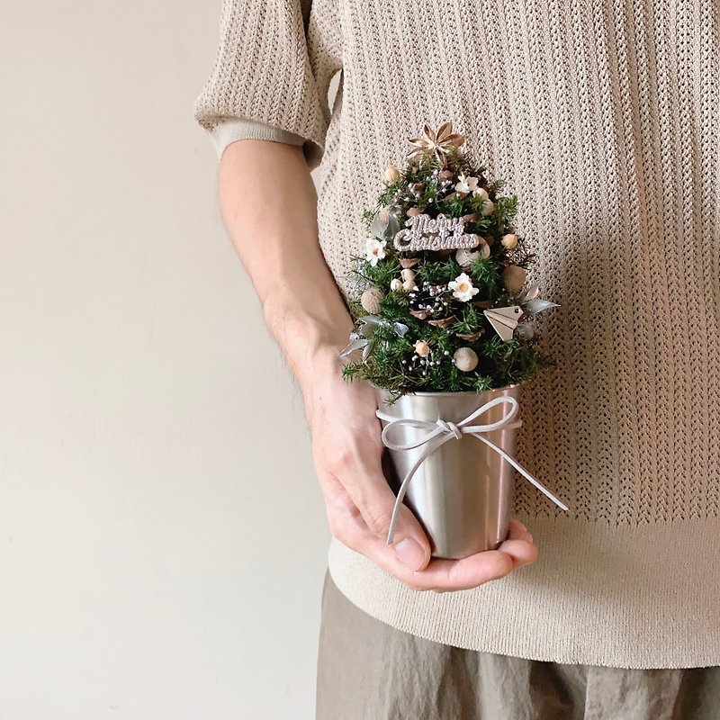 银色系松果圣诞小树 - 干燥花/捧花 - 植物．花 银色