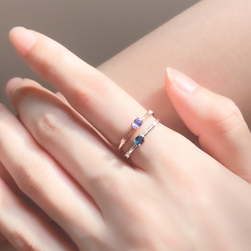 / 屬於我的一片天空 / 2件套裝 托帕石 坦桑石 925純銀 戒指 - 戒指 - 纯银 蓝色