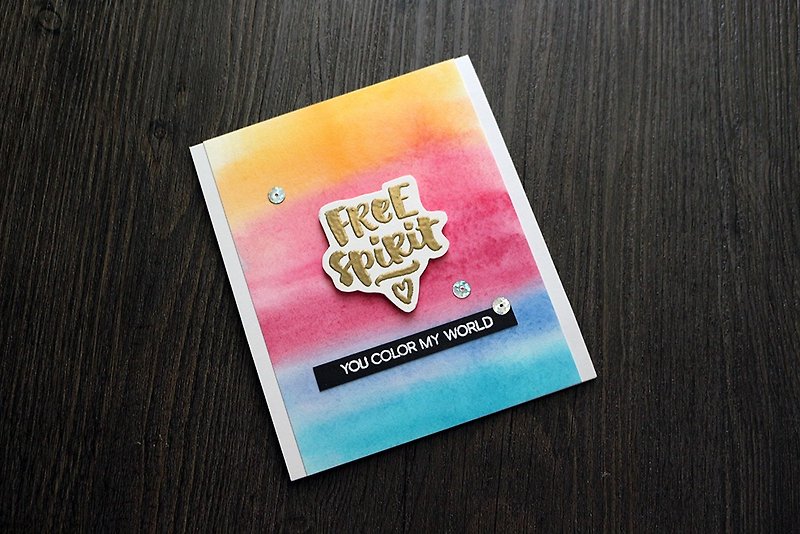 Apu手工卡 手绘水彩层渐彩虹万能问候卡 自由色彩 附言卡 礼物卡 - 卡片/明信片 - 纸 