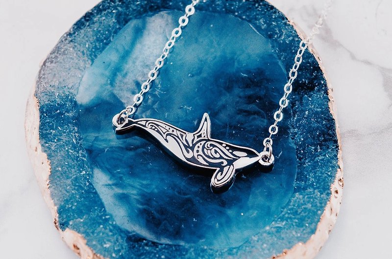 原创 部落风格 海洋 动感虎鲸 鲸鱼 项链 - 项链 - 银 银色