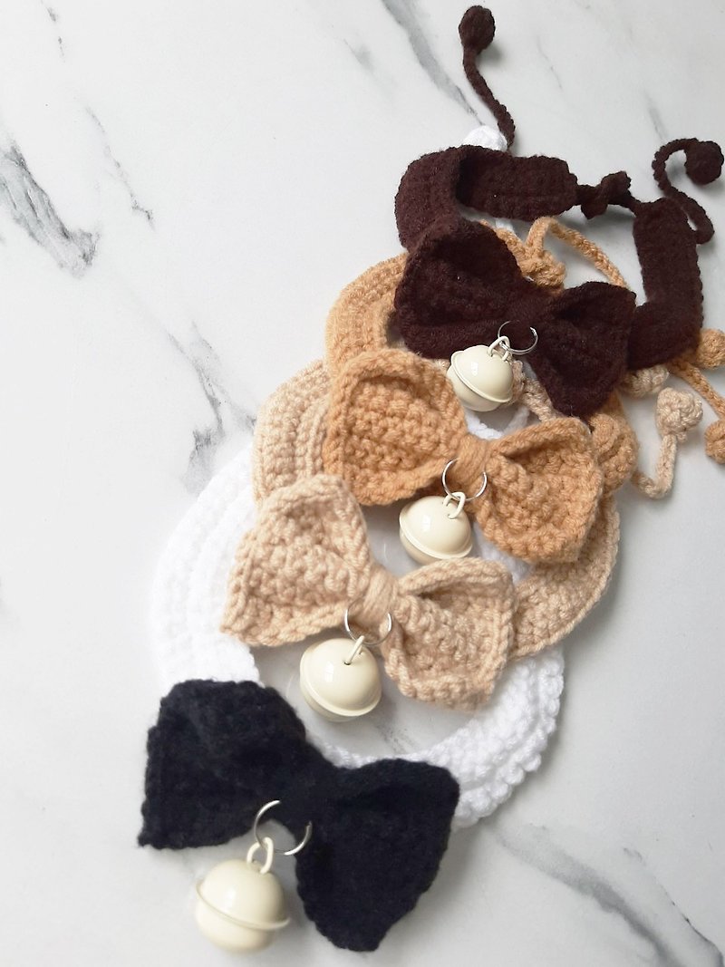 Cloudy CLASSIC EARTH TONE Cat collar Crochet Handmade - 项圈/牵绳 - 聚酯纤维 咖啡色