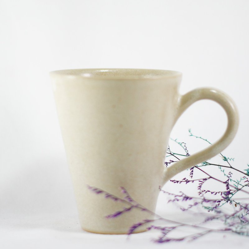 (展示品)米白釉马克杯,对杯,咖啡杯,茶杯,水杯-容量约190和160ml - 咖啡杯/马克杯 - 陶 白色