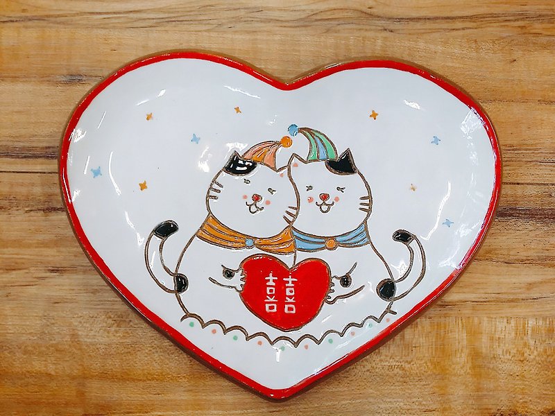 【造型盘】猫咪小王子─我们结婚了造型盘 - 浅碟/小碟子 - 陶 