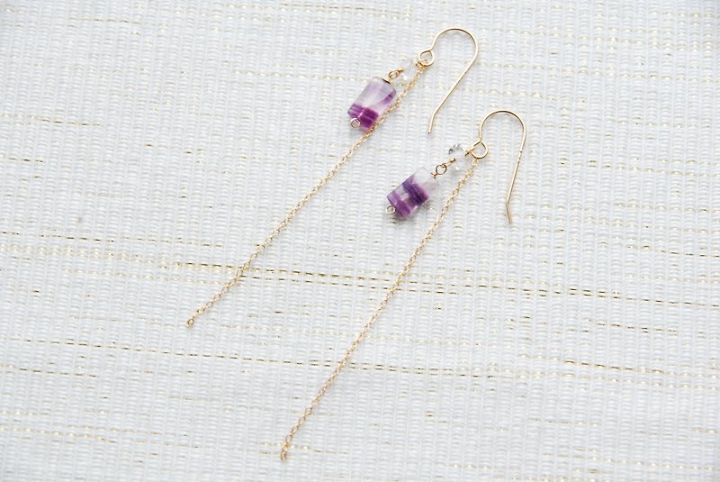 スクエアフローライトのピアス14金gf - 耳环/耳夹 - 宝石 紫色
