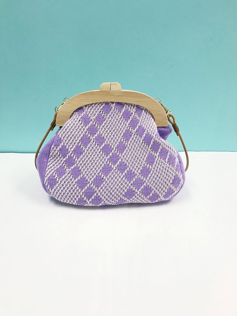 紫粉色系木制小袋子 - 侧背包/斜挎包 - 羊毛 紫色